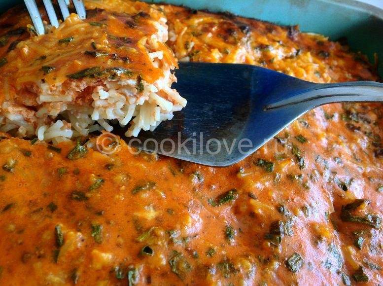 Запеканка из спагетти с сыром и базиликом! Фото-рецепт!